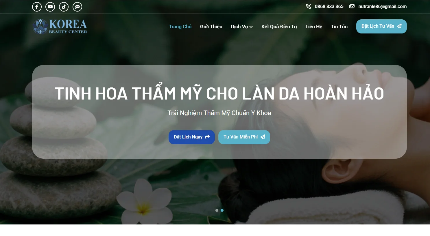Website doanh nghiệp - thẩm mỹ viện korea beauty center