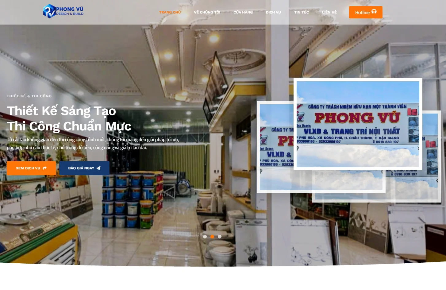 Website doanh nghiệp - vật liệu xây dựng phong vũ